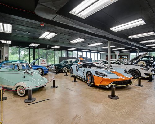 Historic cars inside museum